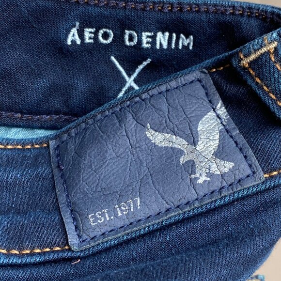 American Eagle AEO Super Stretch Jegging Women Sz 2R Blue Dark Wash Stretchy - Picture 7 of 10